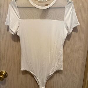 Elegant White Mesh Bodysuit